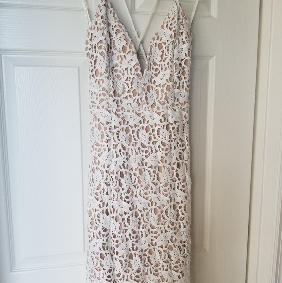 J.O.A. Los Angeles white lace plunging mini sz Sm - Picture 3 of 9